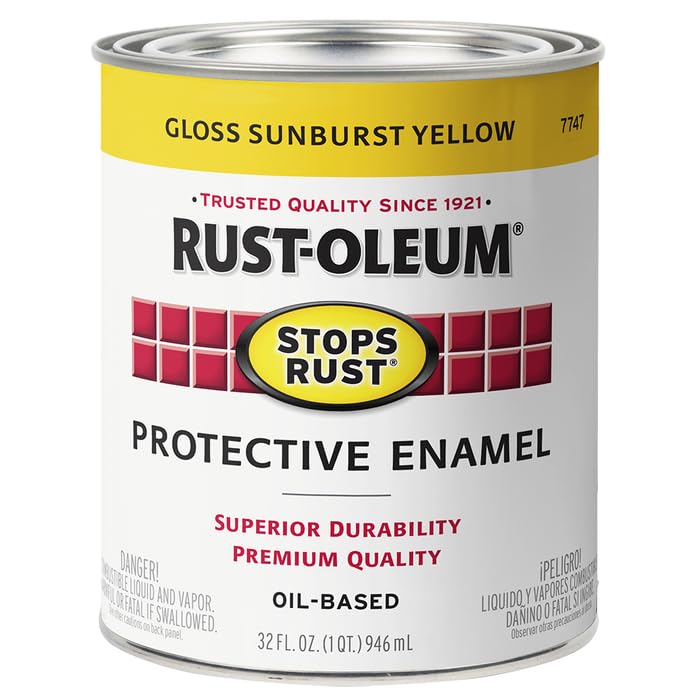 Image of Rust-Oleum Stops Rust Brush On Enamel Paint, Gloss Sunburst Yellow