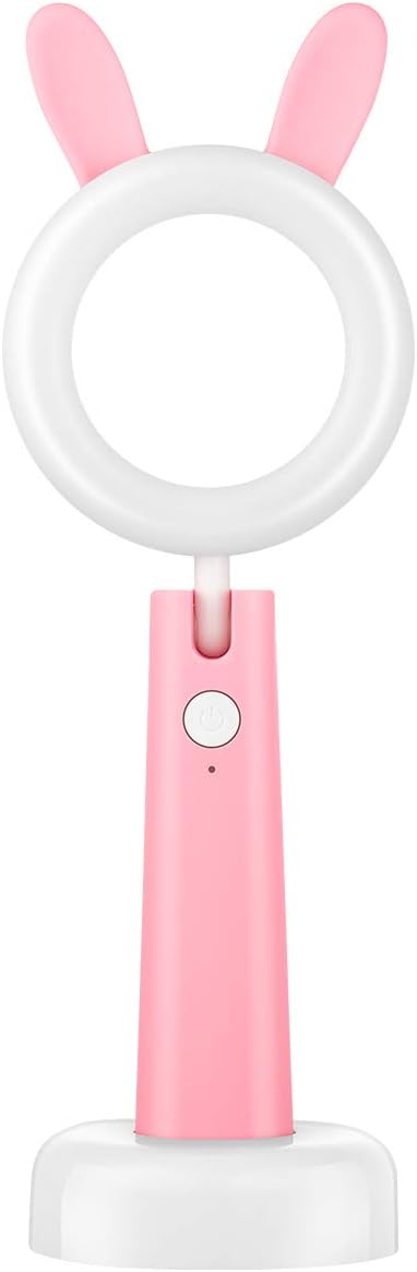 Cute Animal LED Nursery Desk Lamp Table Lamp for Reading, Night Light/Book Light/Reading Light for Kids, Portable and USB Rechargeable, Dimmer with 3 Modes, Auto-Off Timer(Pink Bunny Rabbit)