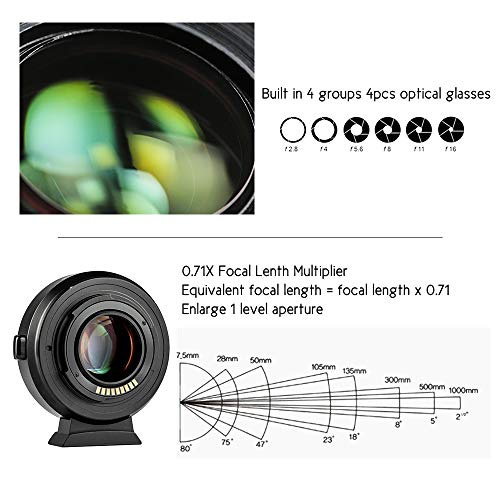 yeacher Anel adaptador de montagem de lente com foco automático EF-EOS M2 Multiplicador de lente foc