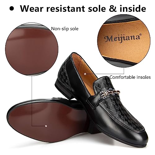 Image of Meijiana Men's Fashion Classic Microfiber PU Leather Loafers and Weeding Dress Shoes for Men