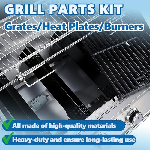 Image of Grill Parts Kit for Monument 4-Burner Grill Relacement Parts Accessories | 3 97888 Grates+4 Burners+4 Heat Plates, for Monument D405 /425 & 24367 /24633 /35633 /13892 Gas Grill, All-in-One Grill Parts Set