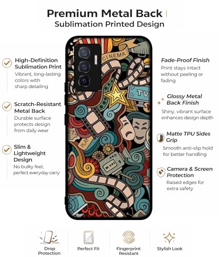 Image of Movies Design Premium 2D Printed Metal Back Case Cover for Vivo V23E 5G / Y75 4G, Multicolor