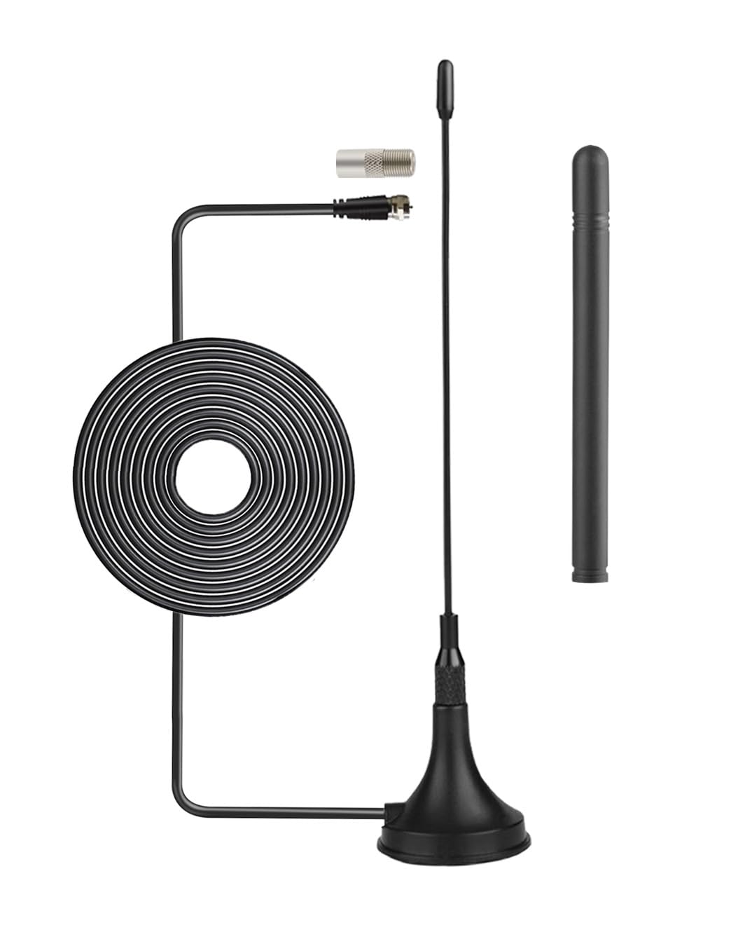 Vecys Mini DVB-T Antenne Intérieur 2 dBi avec Base Magnétique Antenne TV Intérieure Amplifiée 50 Miles RG174 Câble Coaxial de 3m/9.84ft pour Appareils DVD DVB-T