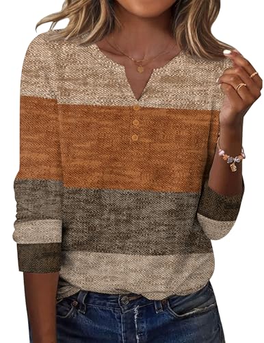 Zeagoo Long Sleeve Shirts for Women Casual V Neck Fall Tops Dressy Summer Work Blouses Clothes