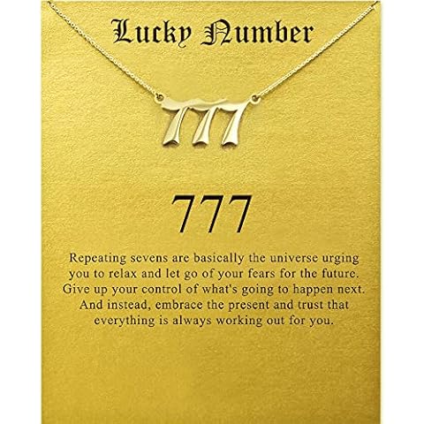 Lucky Number Necklace For Women Men 18K Gold Silver 111 222 333 444 555 666 777 888 999 Pendant Angel Number Necklaces Choker Chain Numerology Jewelry for Girl Boy with Message Gift Card Cover
