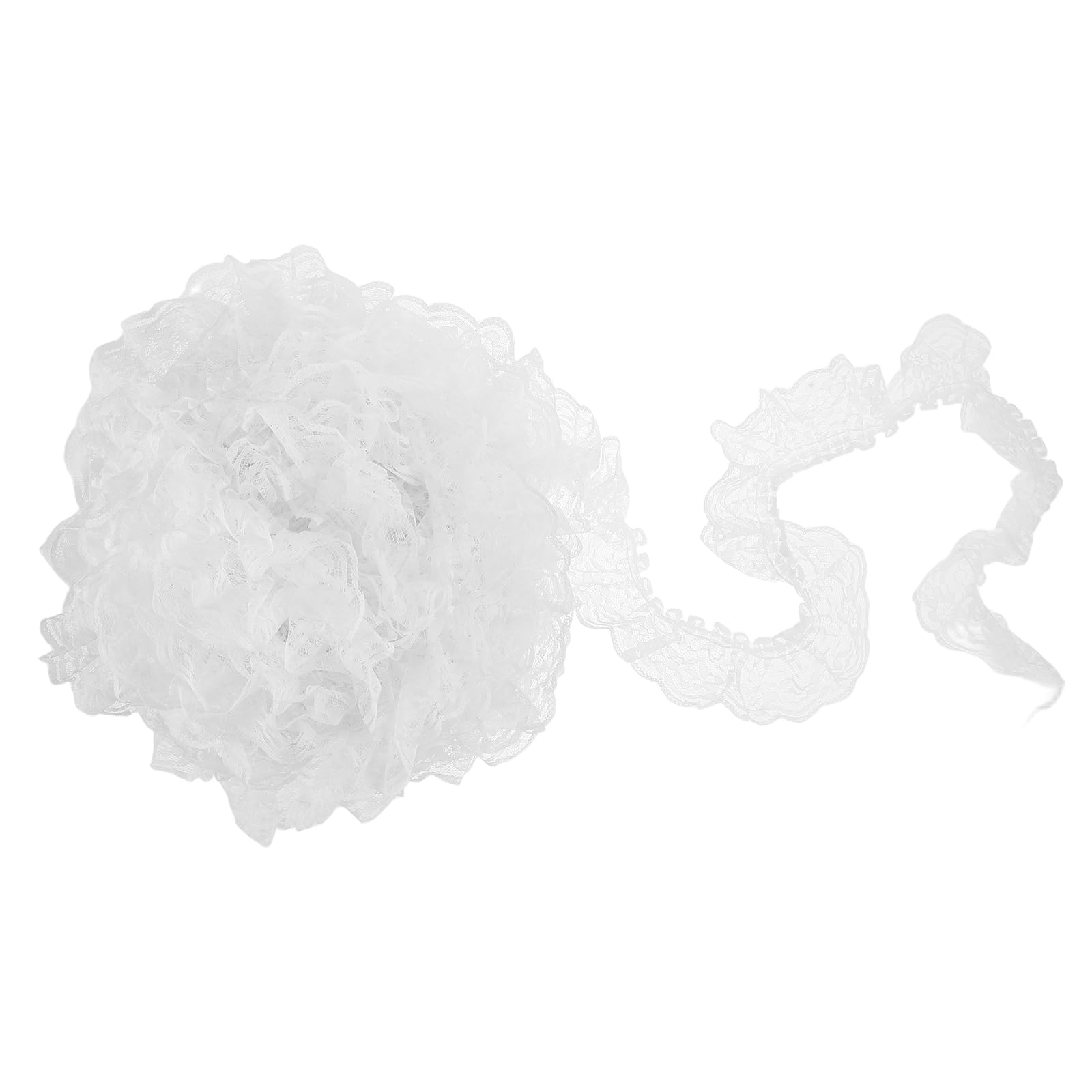 Cabilock Nastro di Pizzo Elastico Arricciato 6 Cm Bianco 40 M Rotolo per Cucito e Rifiniture Fai da Te Tessuto in Pizzo Ricamato Bordi Occhiellati per Abbigliamento e Decorazioni