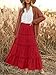 Trendy Queen Long Skirts for Women Boho Maxi Skirt Winter Swing Tiered A-Line Elastic High Waist Dress with Pockets Fashion Red S
