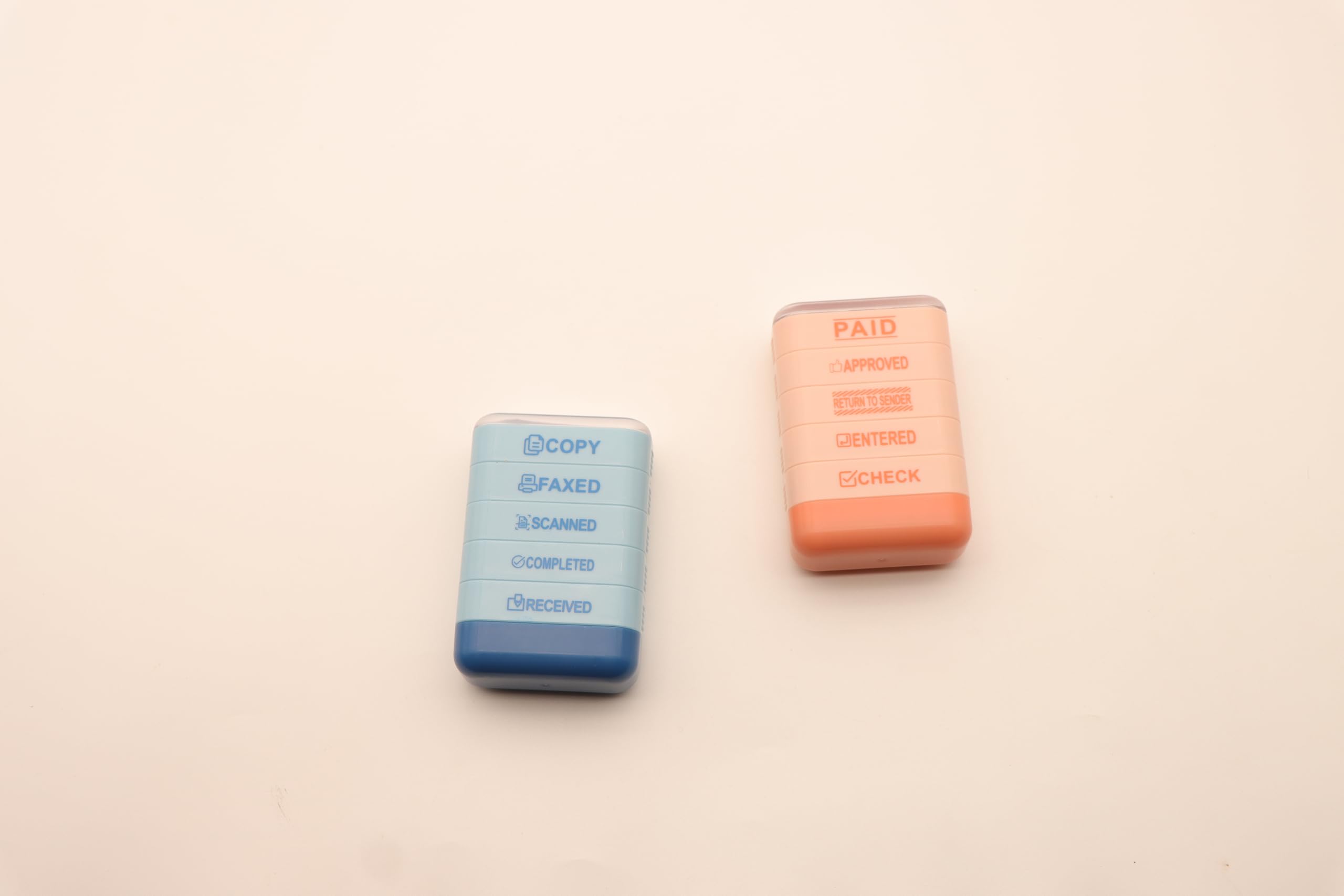 Building Blocks Office Stamps 5-Layer Stacked Office Stamps - Business Refillable Self Inking Stamp with Copy, Faxed, Received, Scanned, and Completed Stamps(2 Refill Ink Included) (red)