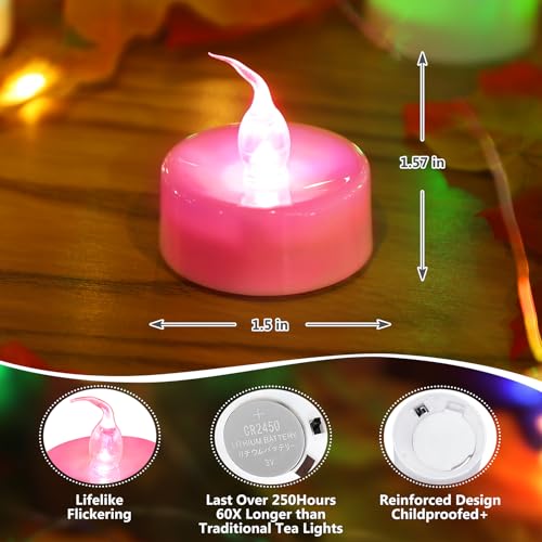 Image of Topstone Color Changing Led Tealight Candles with Remote Control and Timer,Battery Operated Flameless Candle, Votive Candles,Electric Tea Candles for Party,for Indoor Decoration,Pack of 12