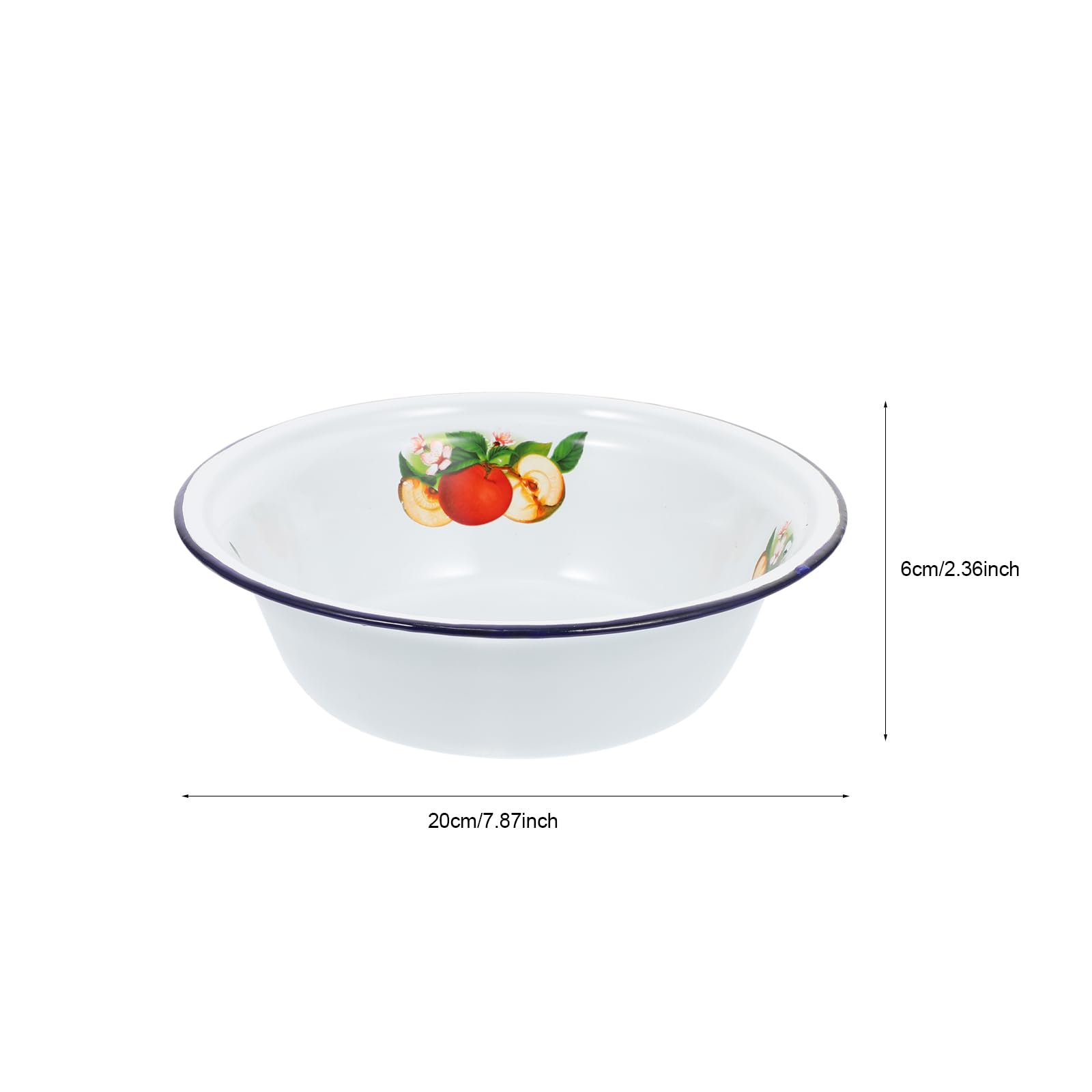 Operitacx Emaille schaalbekken vintage soepbak fruit salade kom ronde serveerschalen groenten fruit container keukengerei gereedschap (aardbeien