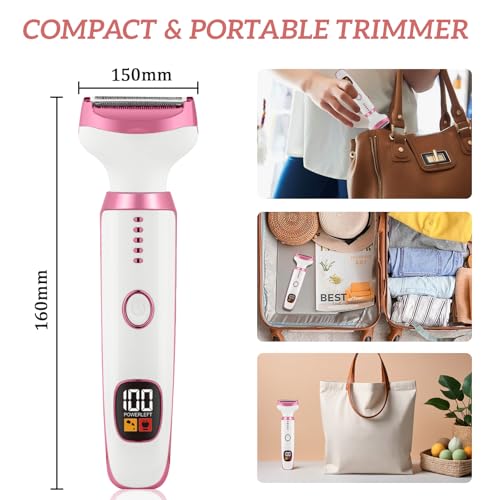 NXPZ Máquina de Afeitar Eléctrica para Mujer, 5 en 1 Máquina de Afeitar Eléctrica para Mujer, Rasuradora Íntima Sin Dolor, para Bikini, Axilas, Piernas, Cejas y Nariz, con Pantalla LED, Carga USB - imagen 8