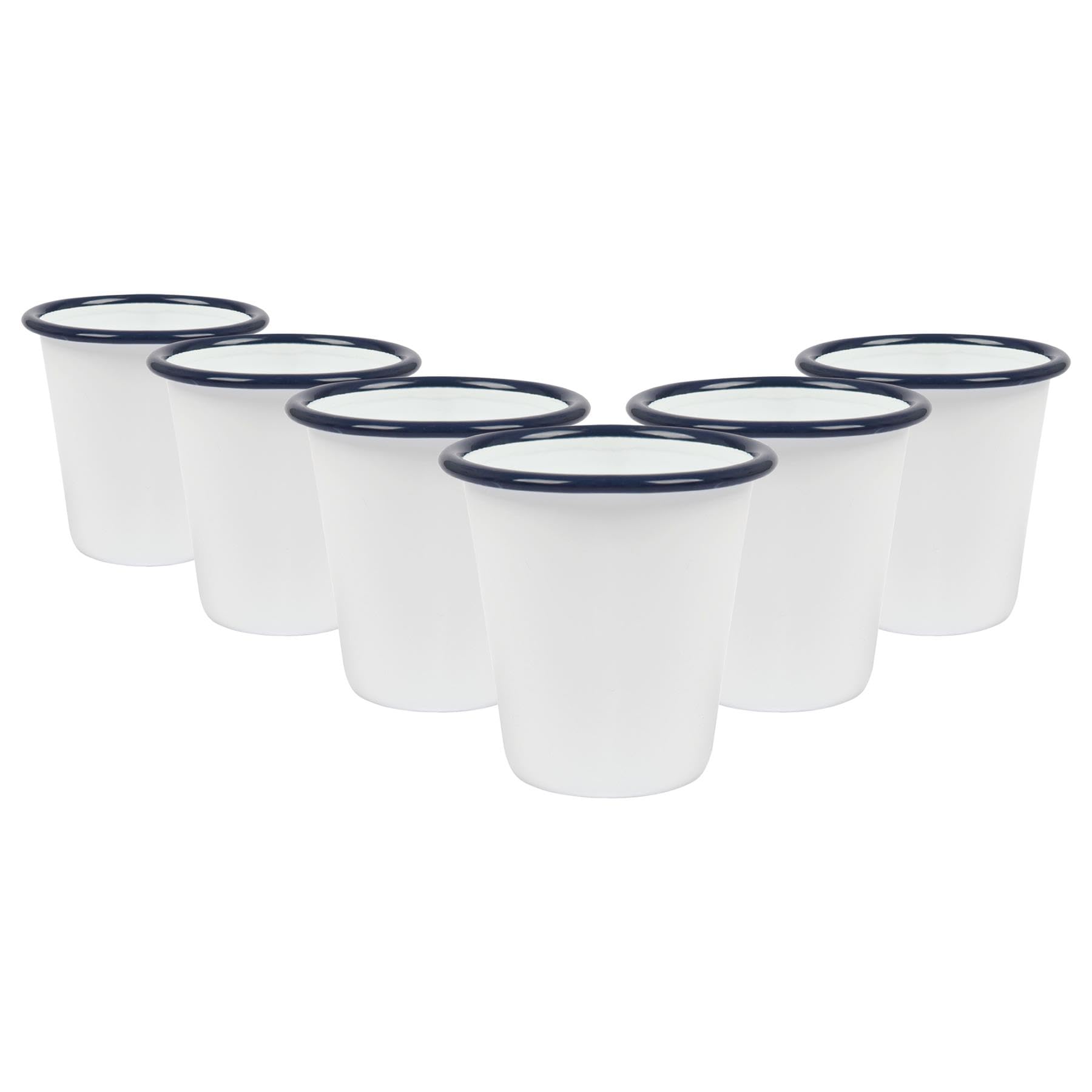 Argon Tableware Enamel Tumblers - 300ml - Blue - Set of 6 Metal Drinking Cup Teacup Coffee Tumbler Set Hot, Cold Drinks Cups for Home, Kitchen, Dining, Travel, Camping, Hiking & Outdoor Use