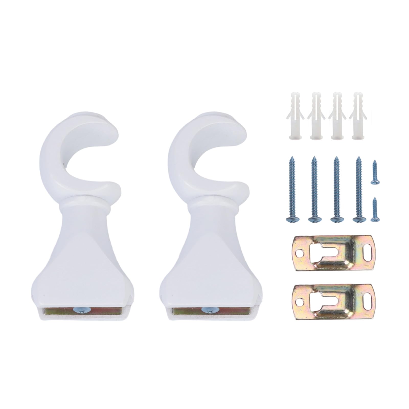 Hangsu White 2 Pcs Ceiling Curtain Rod Brackets Wood Drapery Poles Holders Wall Mount Bracket Stable And Easy Installation Window Curtain Hooks