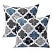 LinTimes - Set di 2 federe per cuscini geometriche 45 x 45 cm, quadrate decorative per divano, camera da letto, giardino, 45 x 45 cm, blu navy e grigio