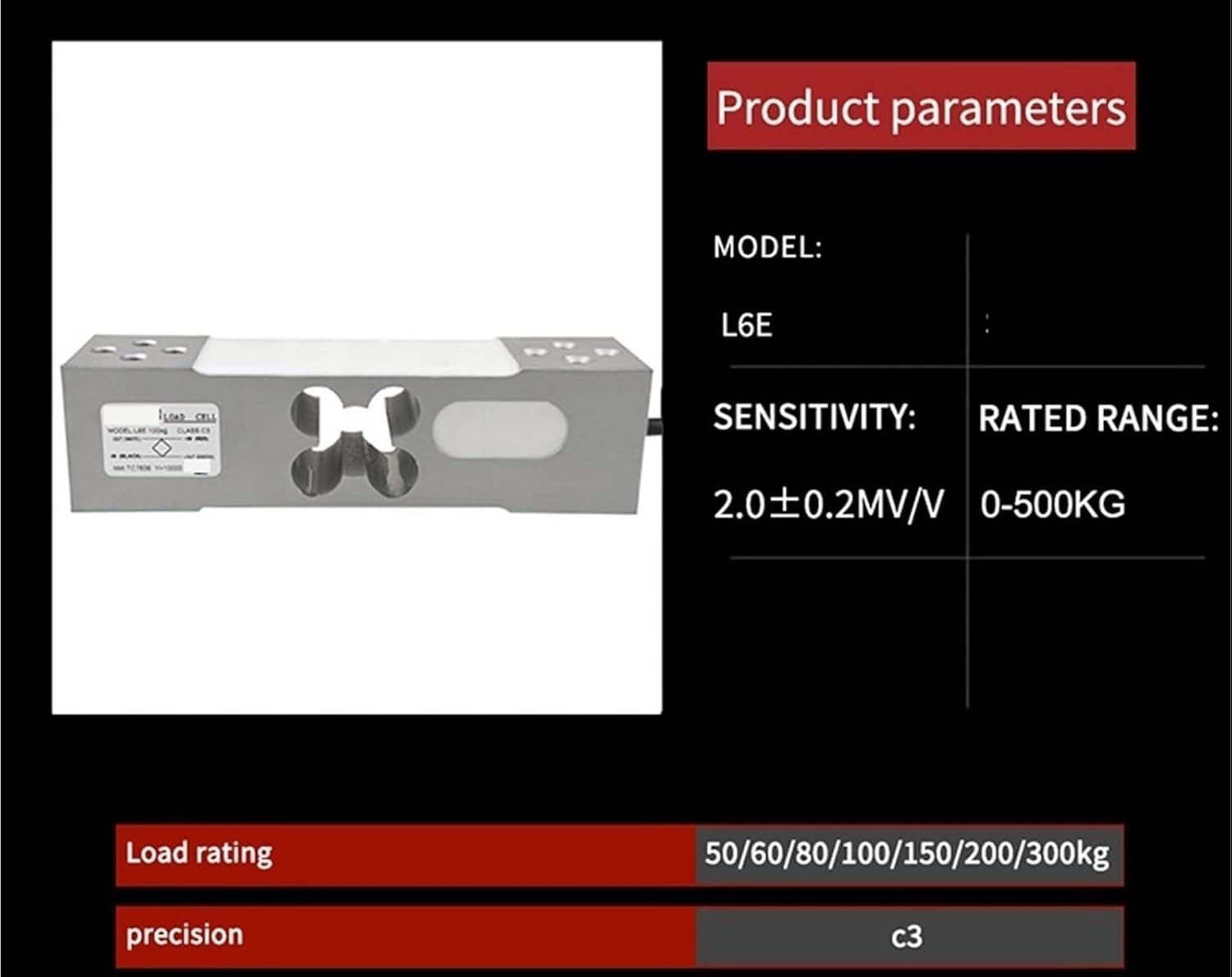 Cost-Effective L6E Load Cell 50-300kg Sensor Replacement for Budget Industrial & Commercial Bench Platform Scales(200KG)