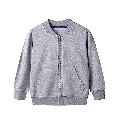 Toddler Kids Full Zip Fleece Hoodless Sweatshirt Long Sleeve Basic Classic Solid Plain Athletic Sport Joggers Jacket