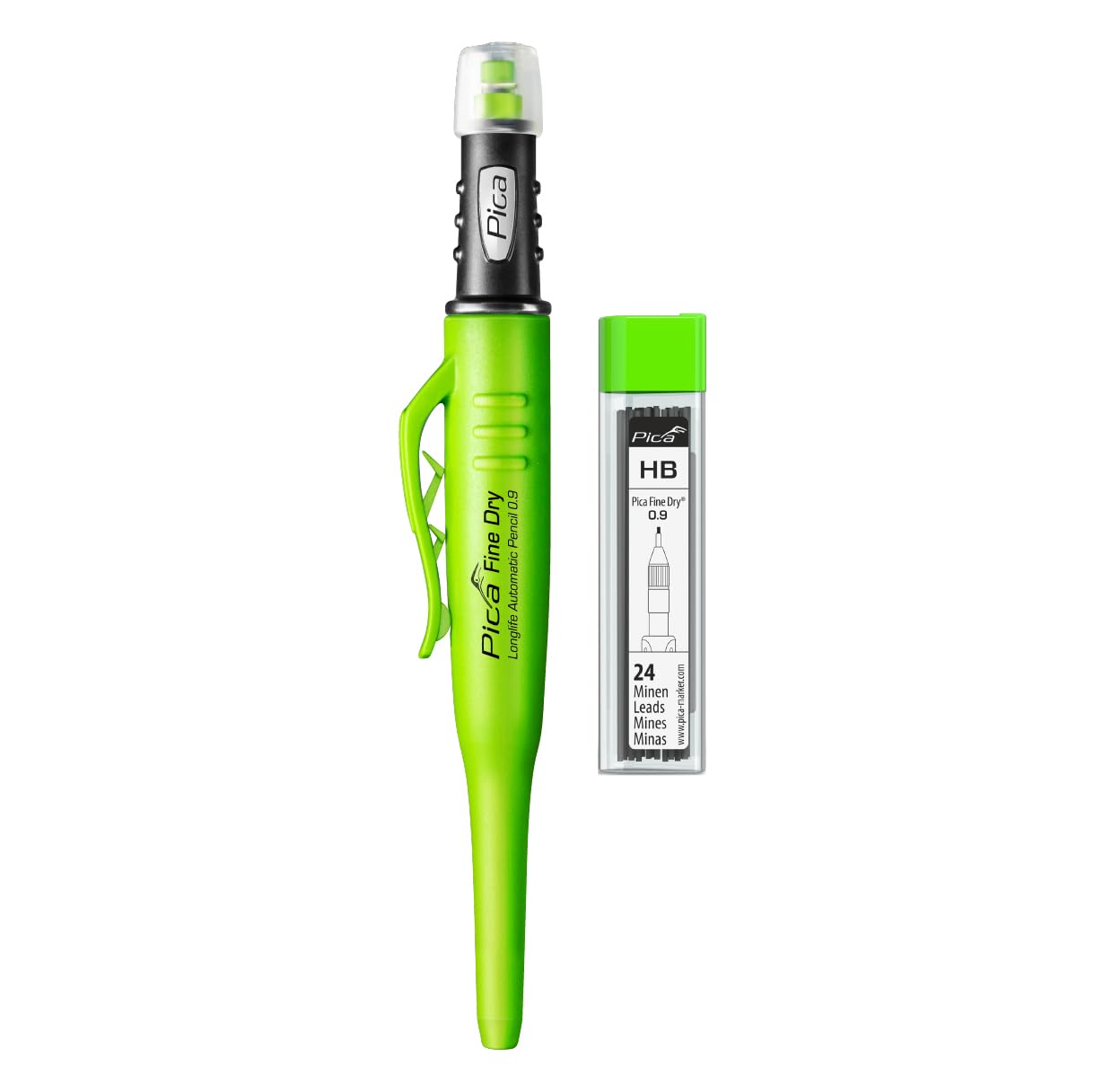 Pica Fine Dry Bundle 70703 I Set Consisting of Pica 7070 Fine-Dry Automatic Longlife Pencil (5x Graphite HB) and Special Lead Set 7030 (24x Graphite HB) I 0.9 mm Lead Diameter I Refillable