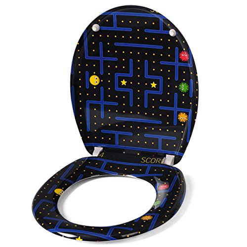 eSituro Copriwater in Plastica Dura, Sedile WC con Chiusura Ammortizzata, Cerniere Regolabili 16,6-19,3 cm, Misura Standard 45,5x37,1 cm STS0164