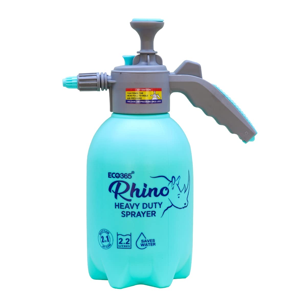 Rhino Dual Flow Multipurpose Garden Sprayer 2.2L (Blue) with Adjustable Nozzle for Mist & Jet Flow (Pack of 1) | Strong & Sturdy Pressure Pump Helpful for Gardening, Glass & Car Cleaning