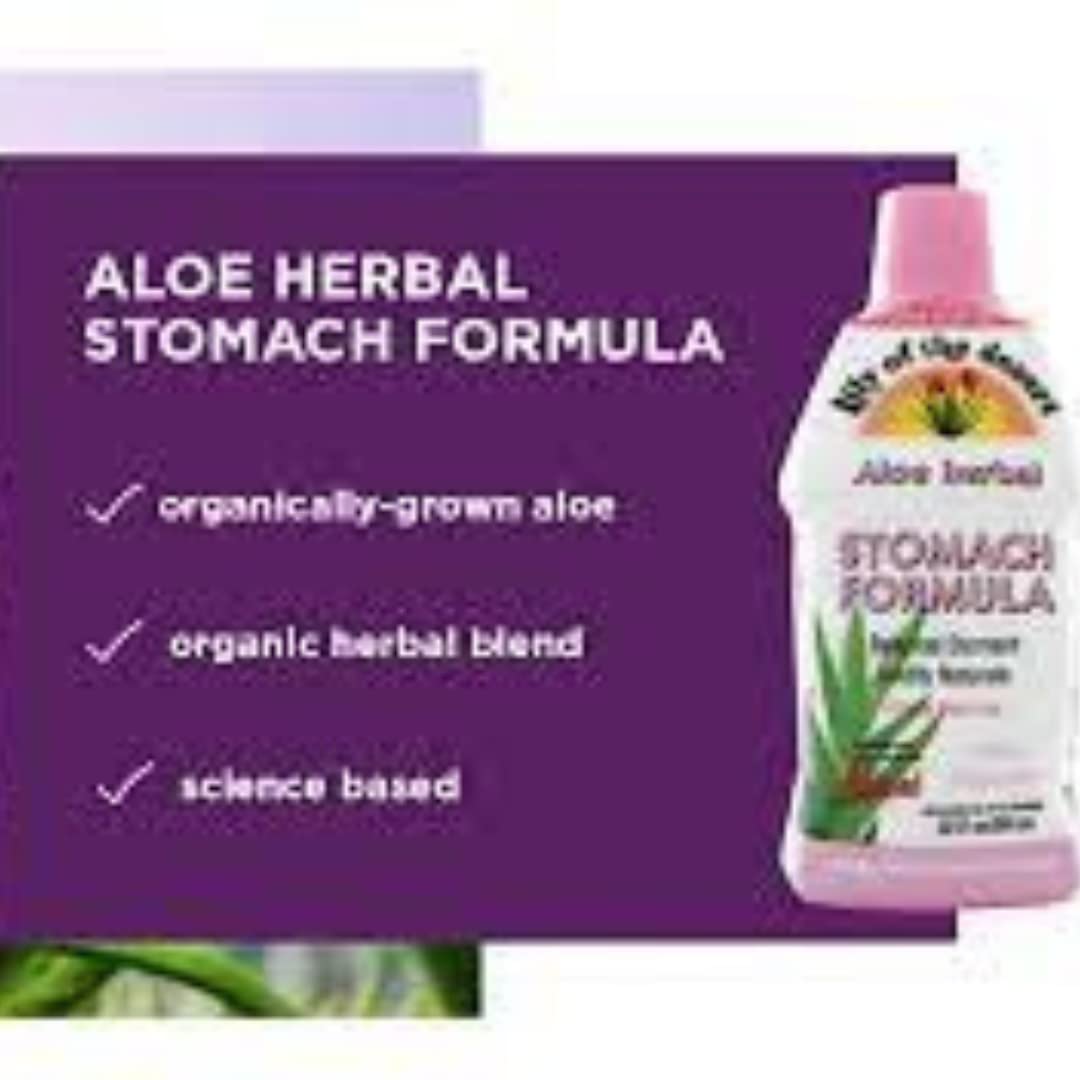 Lily of the Desert Stomach Formula, Organic Aloe Vera Juice with Slippery Elm, Chamomile, Peppermint, and Ginger for Gut Health, Acid Reflux, Heartburn Relief, 32 Oz (Pack of 2) : Health & Household