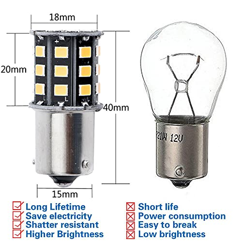 Blyilyb 2-Pack 9-30V Bau15S Py21W 7507 High Brightness Low Power Amber Yellow Led Bulbs Replacement For Turn Signal Lights #TOP2