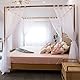 Linentalks transparente Baldachin-Bettvorhänge für King-, Doppel-, Standard- und Einzelbetten, 4-Eck-Bett-Baldachine & Vorhänge, Himmelbett-Vorhänge für Vierpfostenbetten, transparente Vorhänge, weiß