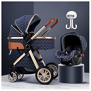 Lichte kinderwagens met kinderwagen regenhoes, 3 in 1 verstelbare hoge weergave Meisjes kinderwagen Baby boy pram pak…