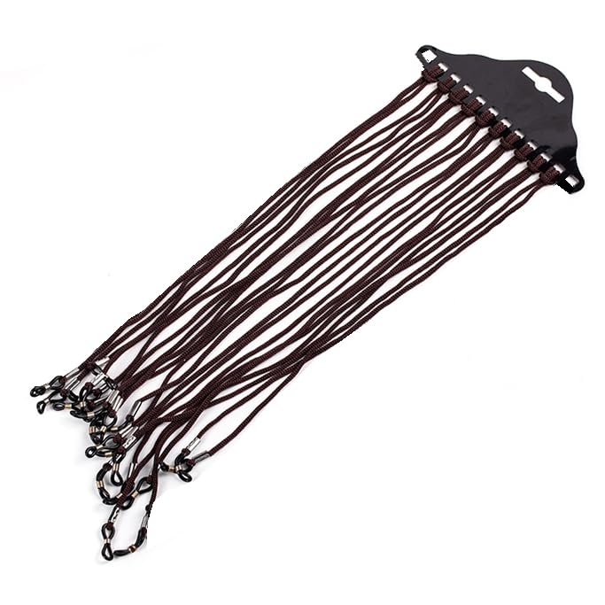 Image of 12 Black Sunglass Strings Adjustable Braided Glasses Holder Chains Non-slip Sunglass Neck Strap Rope for Women Men (brown)