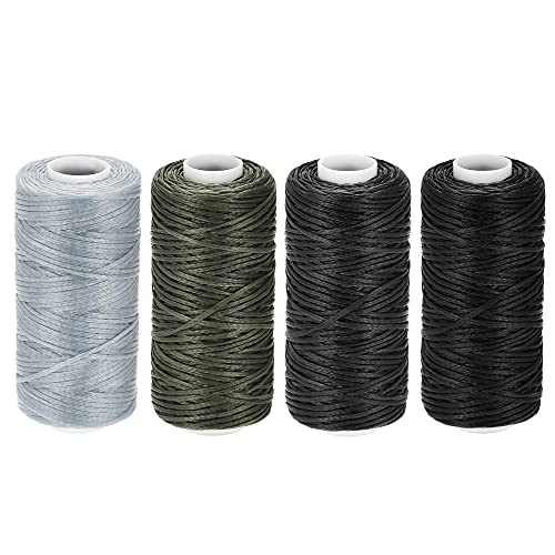 uxcell Set de Hilos Encerados de Poliéster 0.8 mm 55 Yardas para Coser a Mano (Varios Grises, 4 piezas) miniatura 1
