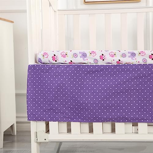 Wowelife Purple Crib Bedding Set Elephant, Premium 100% Cotton 3-Piece Baby Bedding Set Purple, Nursery Bedding Set, Breathable And Soft For Baby Boy And Girl #TOP5