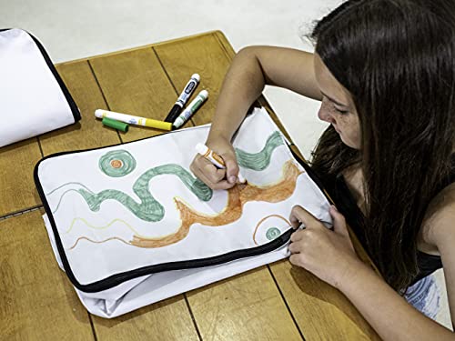 Image of Jokari Washable Reusable Draw Your Own Design Backpack Cover with Straps. Use Any Washable Markers to Customize a Bookbag. Washing Machine Safe for Unlimited Decorating and Coloring Fun