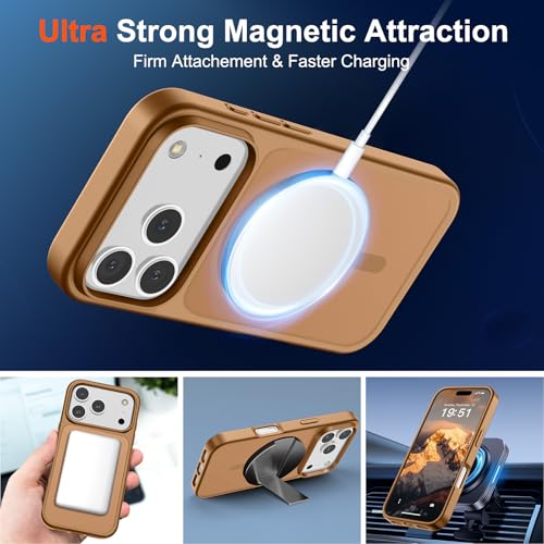 Image of SUPFINE Magnetic for iPhone 17 Pro Max Case (Compatible with MagSafe)(Military Grade Drop Protection) Translucent Matte Shockproof with Anti-Fingerprint Phone Cover,Brown