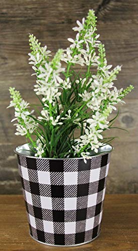 Buffalo Plaid Farmhouse Tin Pot - 5
