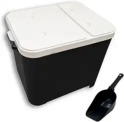 Container Porta Ração Canister Plástico Com Tampa + Pá Dosadora 15 Kg Preto
