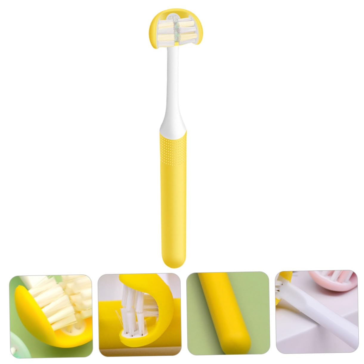 POPETPOP Spazzolino Denti Tre Lati per Adulti con Setole Morbide Ergonomico Antiscivolo Pulizia Orale Completa