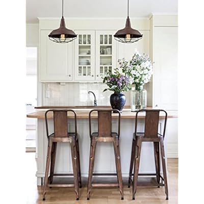 DAYCENT Industrial Nautical Metal Wire Caged Barn Pendant Light Fixture Kitchen Island Lighting, Rust Finish 51gd4R2iROL. SS400