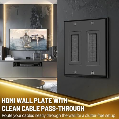 TNP Black Brush Wall Plate Cable Pass Through Cover, Single Gang, 1-Pack - image 2
