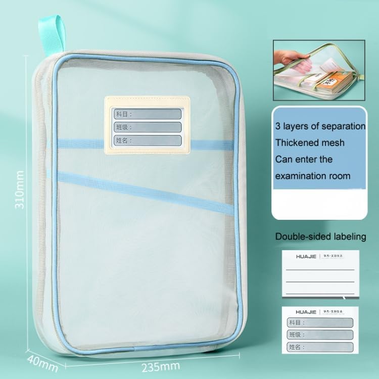 VEPROIX (Pack of 1, Multicolour) A4 Mesh Zipper File Folder Organizer with 3-Layer Separation – Dustproof Document Bag with Label Pocket, Lightweight Portable Pouch for Office, School, Students 1