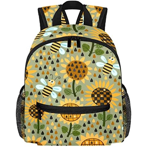 Toddler Backpack,Kids Backpack for Girls Boys,School Backpack,Bee Sunflower,Lightweight Small Backpack Cover