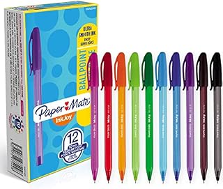 Paper Mate InkJoy 100ST Ballpoint Pen | Medium Point (1.0mm) | Assorted Fun Colours | 12 Count