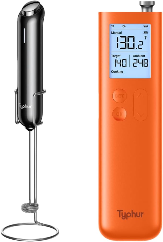 Bundle of Typhur InstaWhisk Milk Frother + Typhur Sync Gold Lite Smart Wireless Meat Thermometer