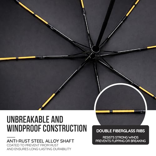 Image of Robustt Auto Open Clutch Umbrella with Carabiner Hook Handle, (Beige)| Double Fibreglass Wind-Resistant Frame |for rain & Sun Protection| Lightweight & Compact