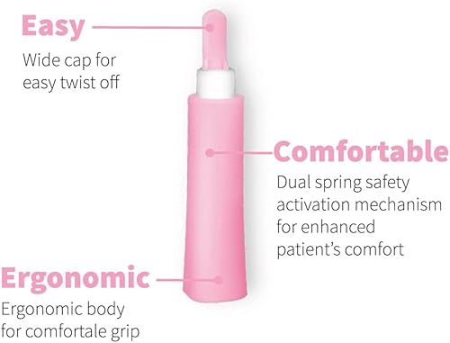 Miniatura 5 de ONE-CARE Lancetas de seguridad, 30G x 0.059 in, activación de botón, suave, precargada, solo 3 pasos, prueba de diabetes, estéril, dispositivo