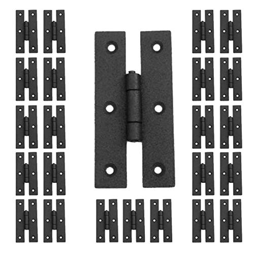 Renovators Supply Manufacturing Black H Flush Hinge 3 Inches Long Wrought Iron Kitchen Cabinet Door H Flush Mount Black Rust Resistant Powder Coated Colonial H Hinges With Mounting Hardware Pack Of 24
