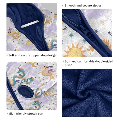 Cute Chinese Dragon Girls Fleece Jacket Girls Fall Jacket Girls Zip Up Hoodie Girls Sherpa Jacket 2-10T3