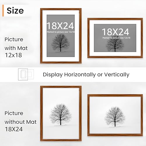 Image of Art Street Synthetic Document Large Size Wall Photo Frame, Set of 2 Big Frames For Wall Artwork, Certificates, Picture & Photographs Home Decor (18x24 Inch, Matted To: 12x18 Inch, Brown)