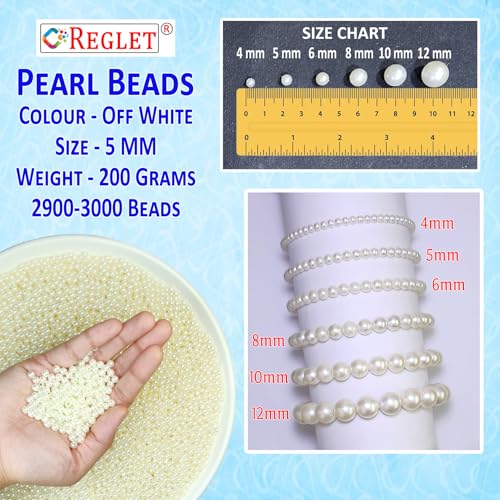 Image of 3000 Pcs Off White Beads for Bracelet Making Kit - 5 mm - Beads for Jewellery Making Kit - Pearls for Craft - 200g
