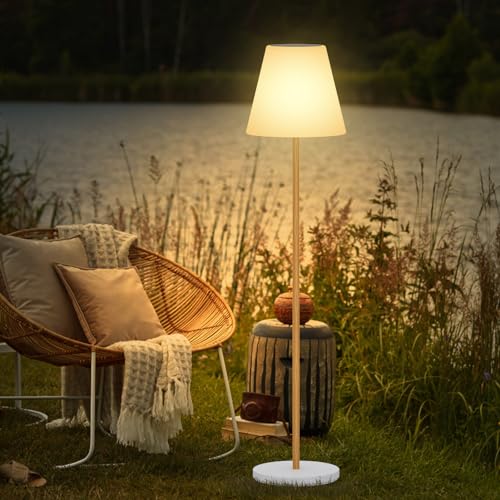 RWWR Solar Stehlampe Outdoor 2 in 1 Aufladbar Kaltweiß & Warmweiß IP44 Garten Stehlampe Terrasse Stehleuchte Garten Wohnzimmer