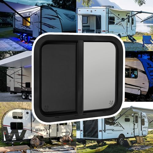 Image of 24 inchW x 20 inchH RV Windows for Cargo Trailer Camper,Tinted Horizontal Sliding | RV Cargo Trailer Camper Window Replacement w /Screen&Trim Ring,Fit 15 /16 inchor 1-3 /8 inch Thick Wall,Allow Error 1 /16 inch,DOT Approved