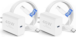 2Pack 45W iPhone 17 16 15 Charger Fast Charging,USB C Super Fast Charger Block and Long Type C to C Cable Cord 10ft for Apple iPhone 17 Pro Max/17 Air/16 Pro/16 Pro Max/15 Plus/15 Pro/iPad Plug Cube